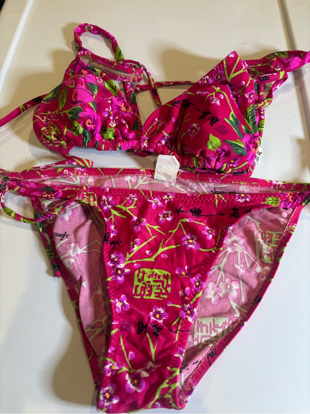 Women’s Floral Pink Triangle Bikini Set